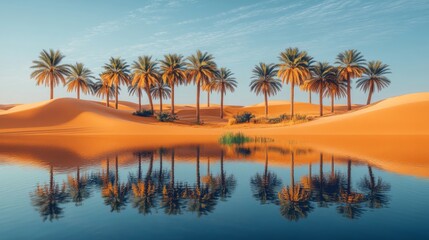 Palm Trees Reflected in a Desert Oasis