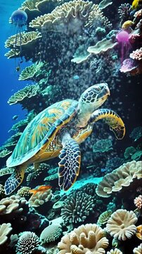turtle swimming in the sea
