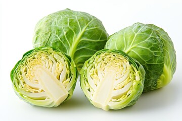 Fototapeta premium Fresh Brussels Sprouts Halved and Whole