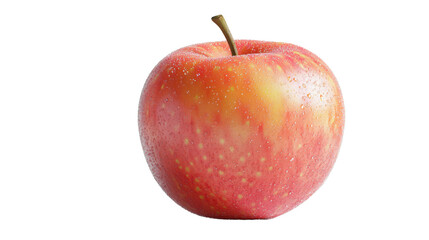 A fresh, organic red apple with a stem, isolated on a white background. Perfect for healthy eating and nutrition concepts.
