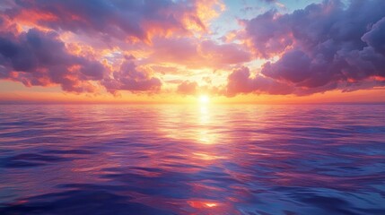 Obraz premium A Sunset Over the Ocean with a Pink and Orange Sky