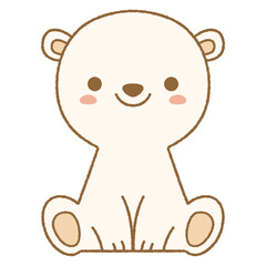 Clipart of cute baby polar bear in flat cartoon style.