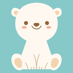 Clipart of cute baby polar bear in flat cartoon style.