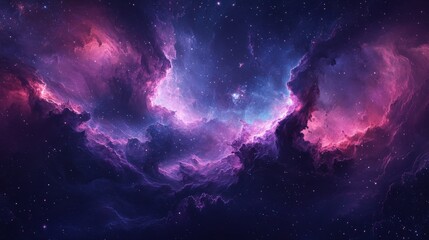 Obraz premium Cosmic Nebula with Pink and Purple Clouds and Stars