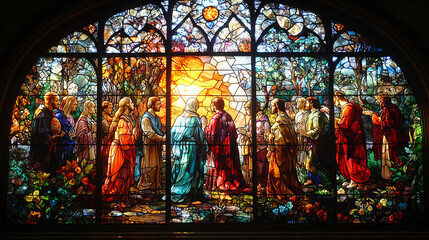 Obraz premium Light of Resurrection - Stained Glass Window