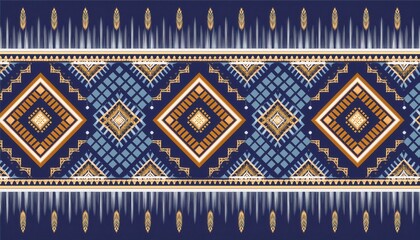 Seamless Geometric Ethnic Mosaic Pattern with Traditional Ornamental Decorative Motifs