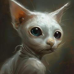 Cat character humanoid cute big blue eyes