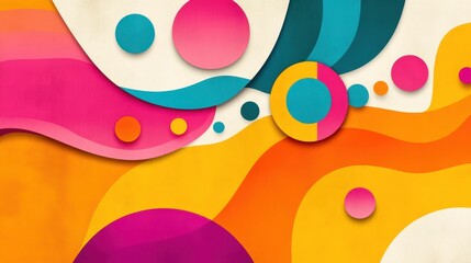 Vibrant Geometric Abstract Shapes Overlapping Fluid Colorful Digital Art Composition