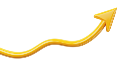 curved graph arrow on white transparent background