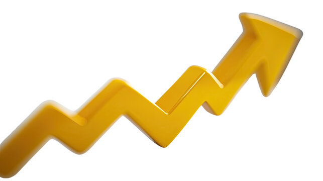 curved graph arrow on white transparent background