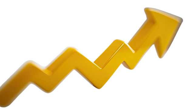 curved graph arrow on white transparent background