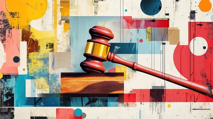 Judicial Authority: Bold Gavel with Vibrant Background