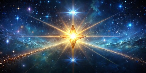 Obraz premium A cosmic diamond bursts forth from darkness, its exceptional brilliance illuminating the night sky with a glittering