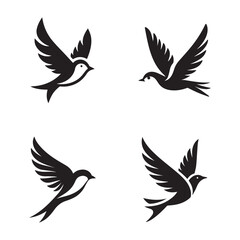 Fototapeta premium Set of flying bird silhouette isolated on a flat background.