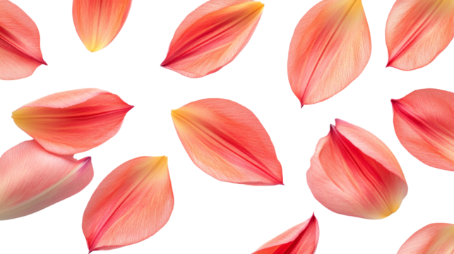 Vibrant pink flower petals isolated on white background, perfect for spring and floral-themed designs, wallpapers, and decorations.