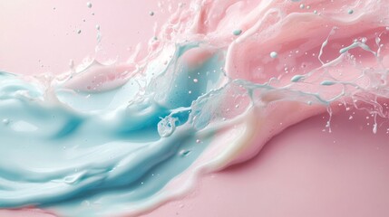 Fototapeta premium Abstract Splash of Blue and Pink Liquids with Bubbles