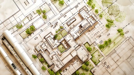 Obraz premium sketch of a hospital architectural.