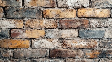 Obraz premium Weathered Brick Wall with Irregular Mortar Joints