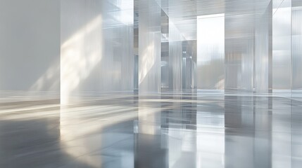 Minimalist White Interior with Reflected Light and Shadow