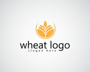 creative stacked wheat grains inside a circle logo