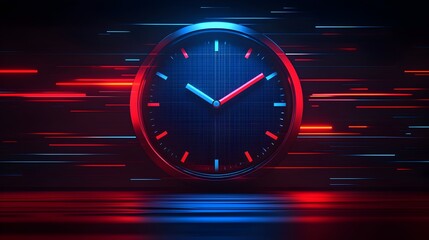Futuristic Digital Clock with Neon Lights and Motion Blur Effect