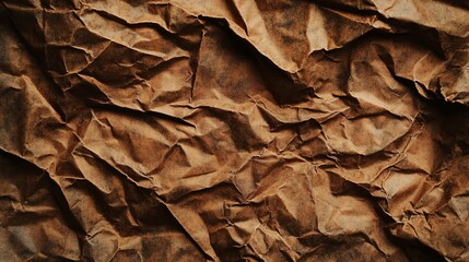 Crumpled brown paper texture with wrinkles and folds.