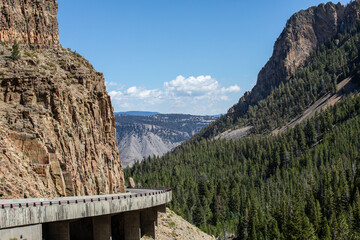 Photograph scenic drive grand loop at Yellowstone National Park entering kinsman pass in Wyoming.