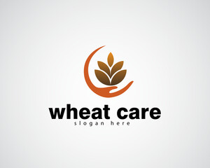 creative grains of wheat piled up in a circular hand logo
