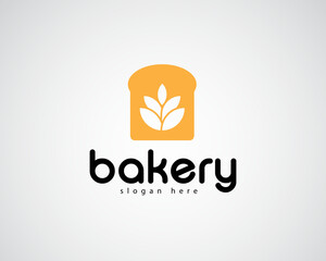 creative stacked wheat grains on bread background logo