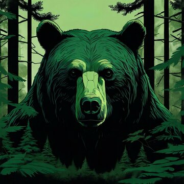 Bear in the Wood - Head Front - green