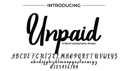Unpaid Font Stylish brush painted an uppercase vector letters, alphabet, typeface