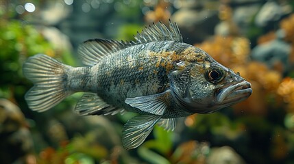 Fototapeta premium Close-up of a Fish Swimming Underwater