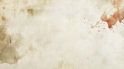 Old, weathered, and cracked paper with brown and orange watercolor splatter in the upper right corner.