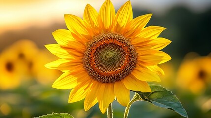 Obraz premium A Single Sunflower in Full Bloom with Golden Petals