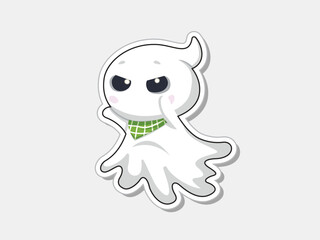 Cute ghost sticker character. Happy halloween with cute and spooky for kids.