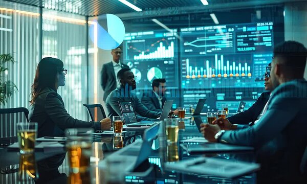 Business Meeting with Data Visualization