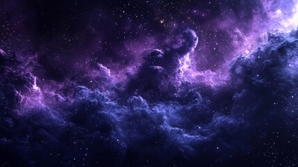 Fototapeta premium A Cosmic Nebula with Swirling Purple and Blue Clouds and Scattered Stars
