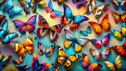 Realistic butterflies in vibrant array of colors and unique shapes, butterflies, realistic, colorful, vibrant, insects