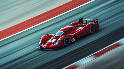 Red Race Car Motion Blur Photography on a Track