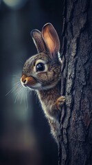 Close-up of a rabbit peeking from
