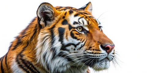 Hyper-realistic close-up side view of a tiger, tiger, wild animal, feline, detail, close-up, realistic, carnivore, stripes