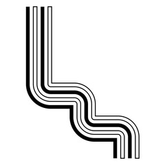 Black and White Rainbow Illustration on White Background. Isolated Vector Icon