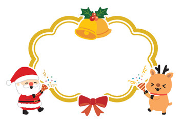 サンタクロースとトナカイのかわいいクリスマスカード