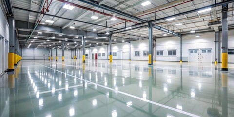Floor coating with self leveling epoxy resin in industrial setting, industrial, flooring, construction, epoxy, resin