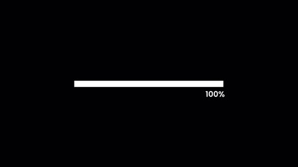 Loading progress bar animation from 0 to 100 with transparent background, Animated progress bar from 0 to 100 increasing percentage with alpha channel

