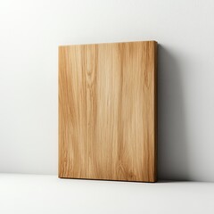 Naklejka premium Minimalist wooden cutting board with natural grain, ideal for kitchen use or food photography on a clean white background.