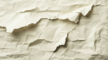 Wrinkled and torn white paper texture, background.
