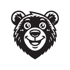 Bear Face Outline Design - Bear vector illustration in black and white