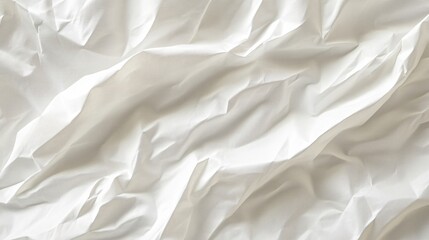 Wrinkled white fabric background texture.