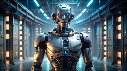 rendered of a futuristic robot, technology, mechanical, cyborg, science fiction, artificial intelligence